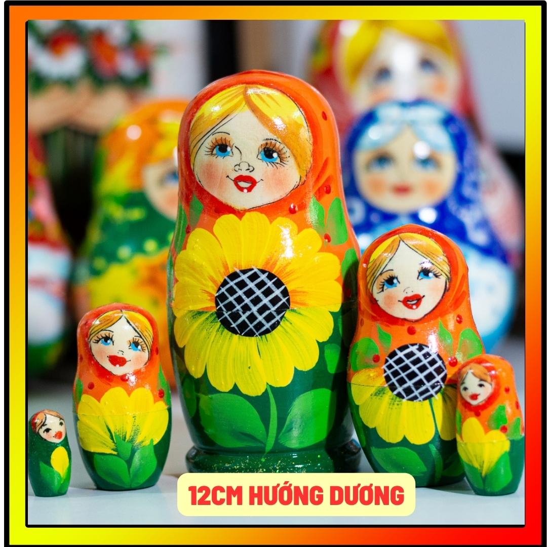 BỘ BÚP BÊ NGA 5 LỚP SIZE 12CM BẰNG GỖ VẼ HOA VĂN "DÂU TÂY"
