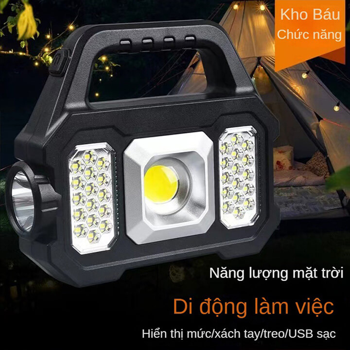 Đèn pin siêu sáng đa năng 6 chế độ chiếu xa 200m, đèn led năng lượng mặt trời xách tay chống thấm nước IPX6- YD2205A