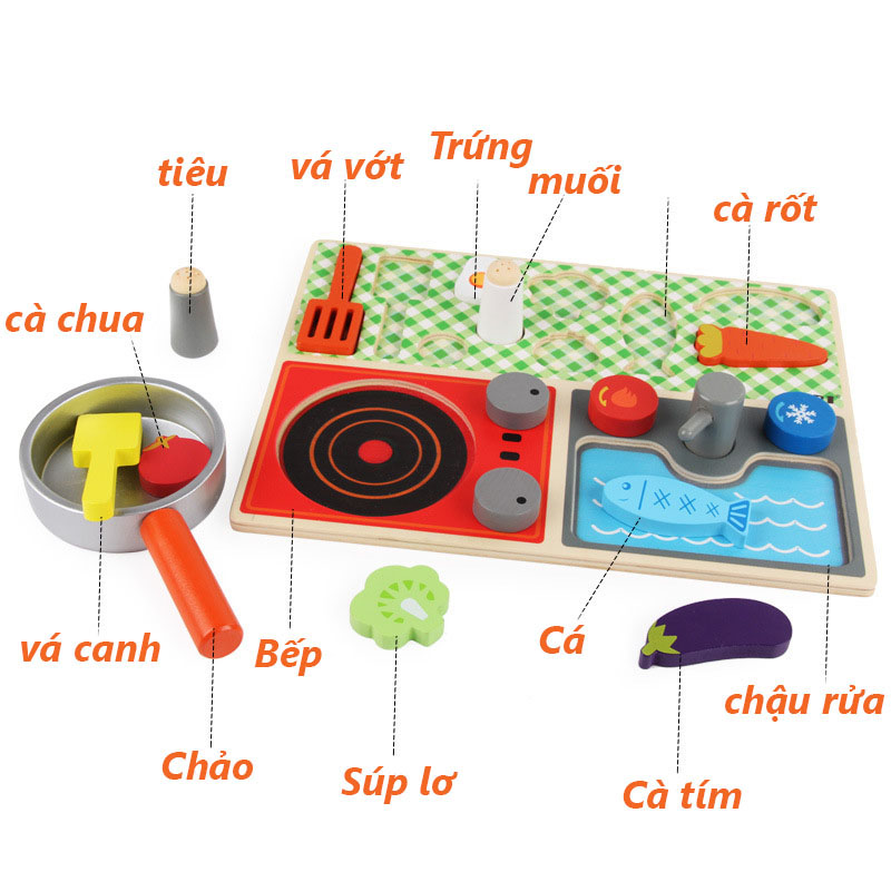 Đồ chơi bếp - Bếp gỗ thời trang cho bé