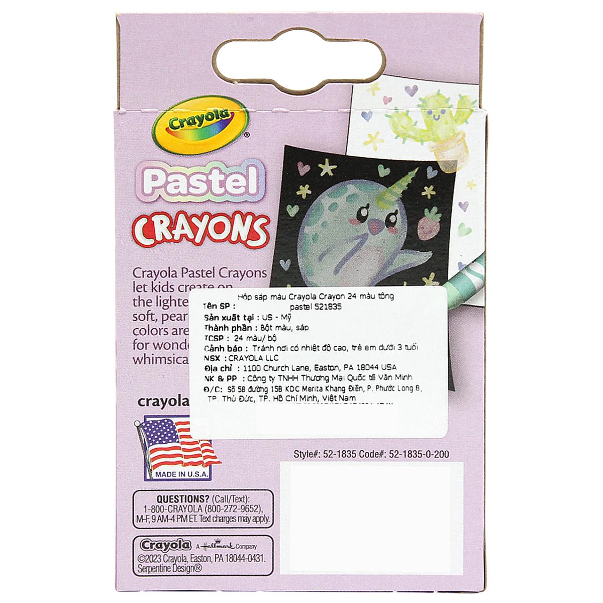 Hộp 24 Bút Sáp Màu Crayon Tông Pastel - Crayola 521835