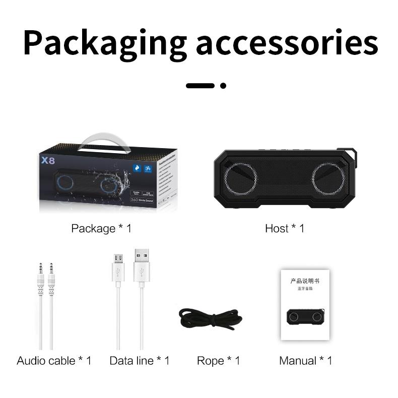 Loa nghe nhạc bluetooth NUTEK X8 để bàn có đèn led không dây, chuẩn IPX7, âm thanh sống động, pin siêu trâu