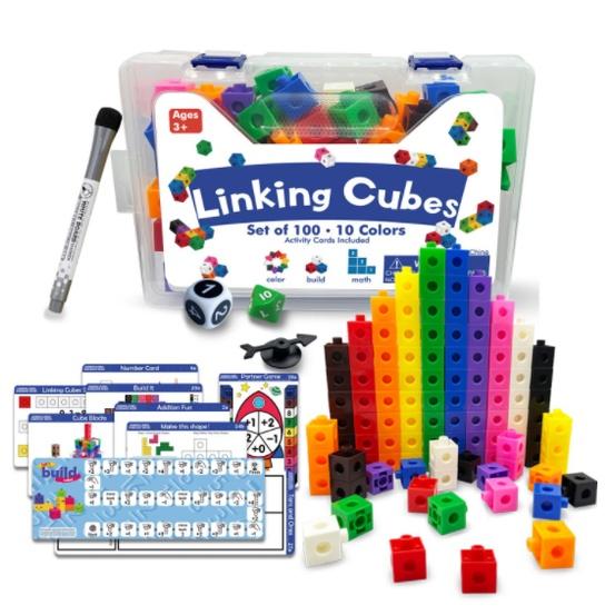 Đồ chơi giáo dục NUMBER BLOCK Linking Cubes học toán và xếp hình sáng tạo 100 khối 10 màu sắc