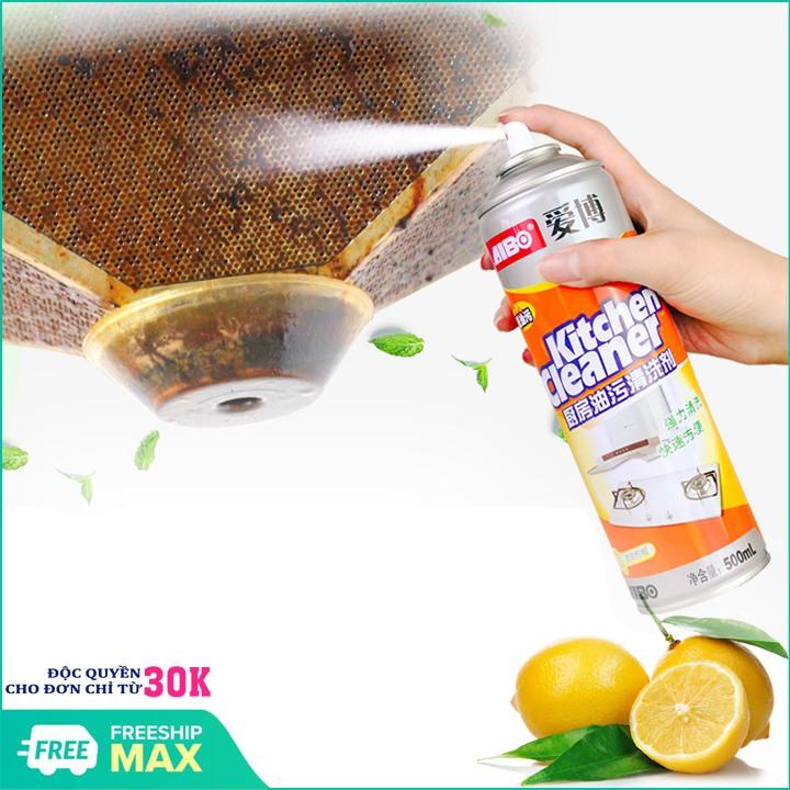 Bình Xịt Bọt Tuyết Tẩy Rửa Siêu Sạch Màu Cam Kitchen Cleaner Nhà Bếp 500ml, tẩy sạch dầu mỡ bám bẩn