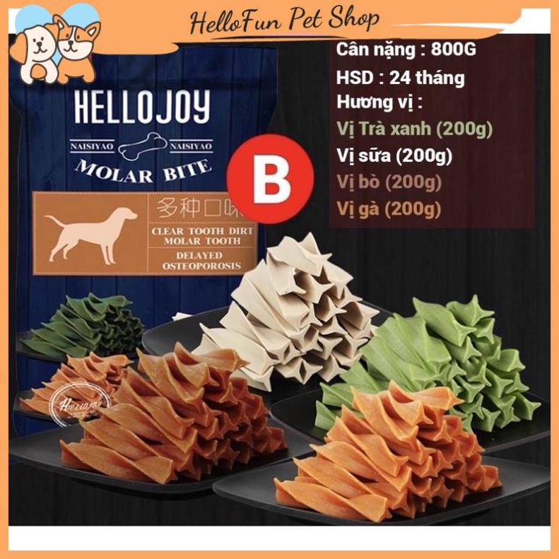 Xương gặm làm sạch răng cho chó Hello Joy gói 800gr