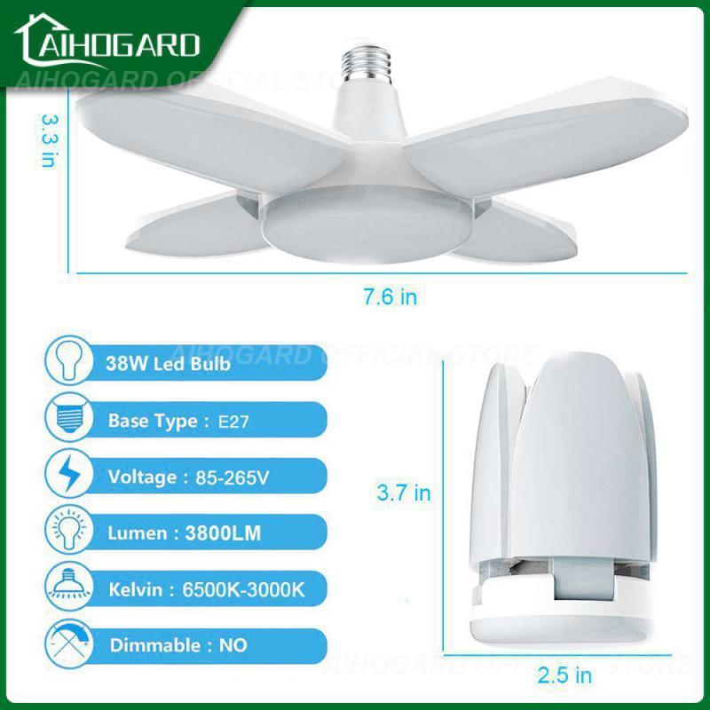 Chiếu sáng công nghiệp có thể biến dạng di động cho nhà xưởng Nhà để xe Đèn gấp công nghiệp 38w Bóng đèn có thể gập lại Chiếu sáng có thể điều chỉnh