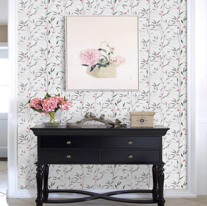 Combo 10 mét giấy dán tường, decal dán tường trang trí nhà cửa HOA NHÍ LÁ XANH khổ 45cm