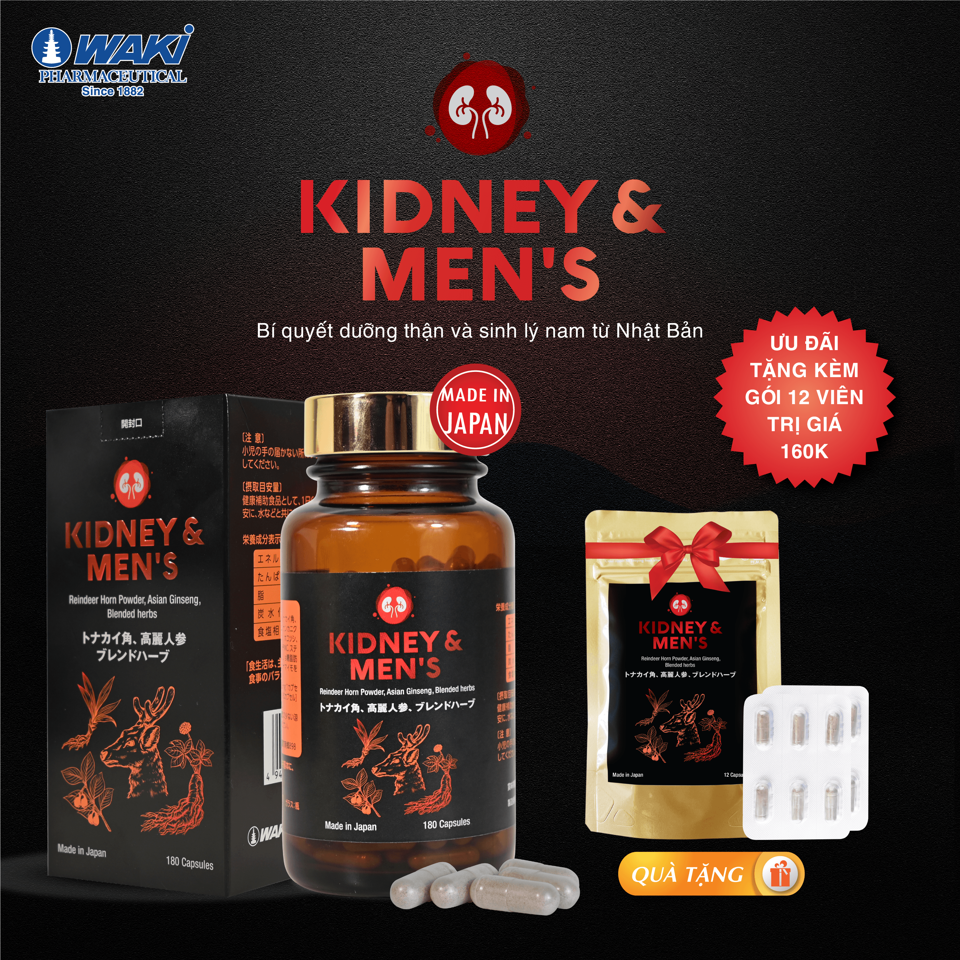 Thực phẩm bảo vệ sức khỏe Kidney & Men's Giúp Bổ Thận và Tăng Cường Sinh Lý Nam từ Nhật Bản