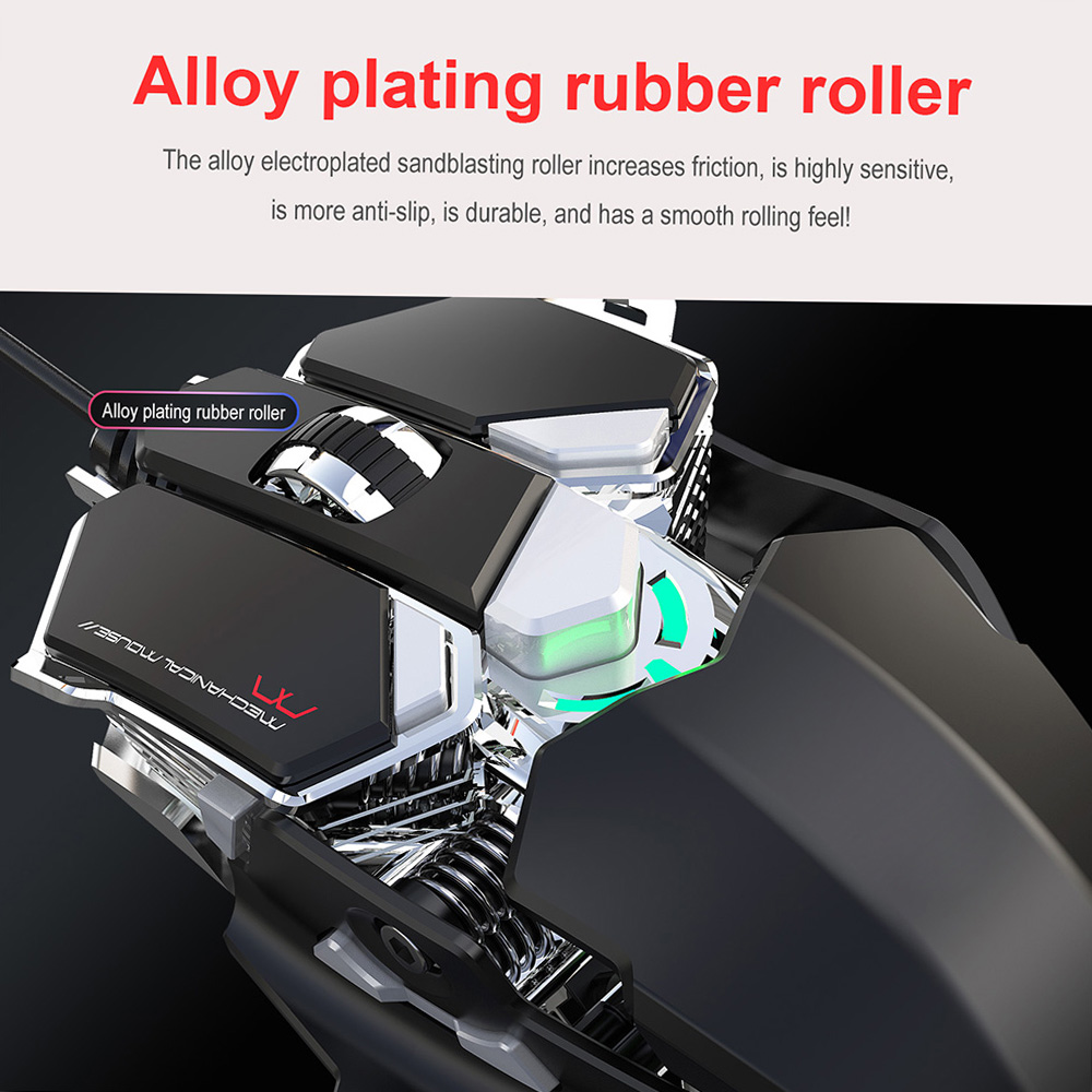 HXSJ V200+J600 Combo Wired Gaming Mouse 9-key Macro Programming Mice & Switch One-handed Mechanical