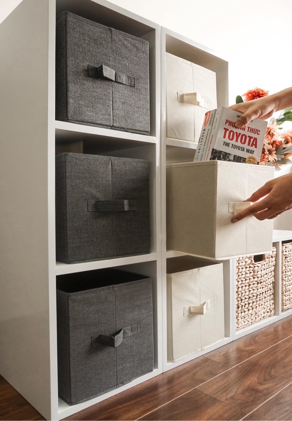 Sét 3 giỏ đựng quần áo Việt Nam phong cách Nhật size max - Ghi