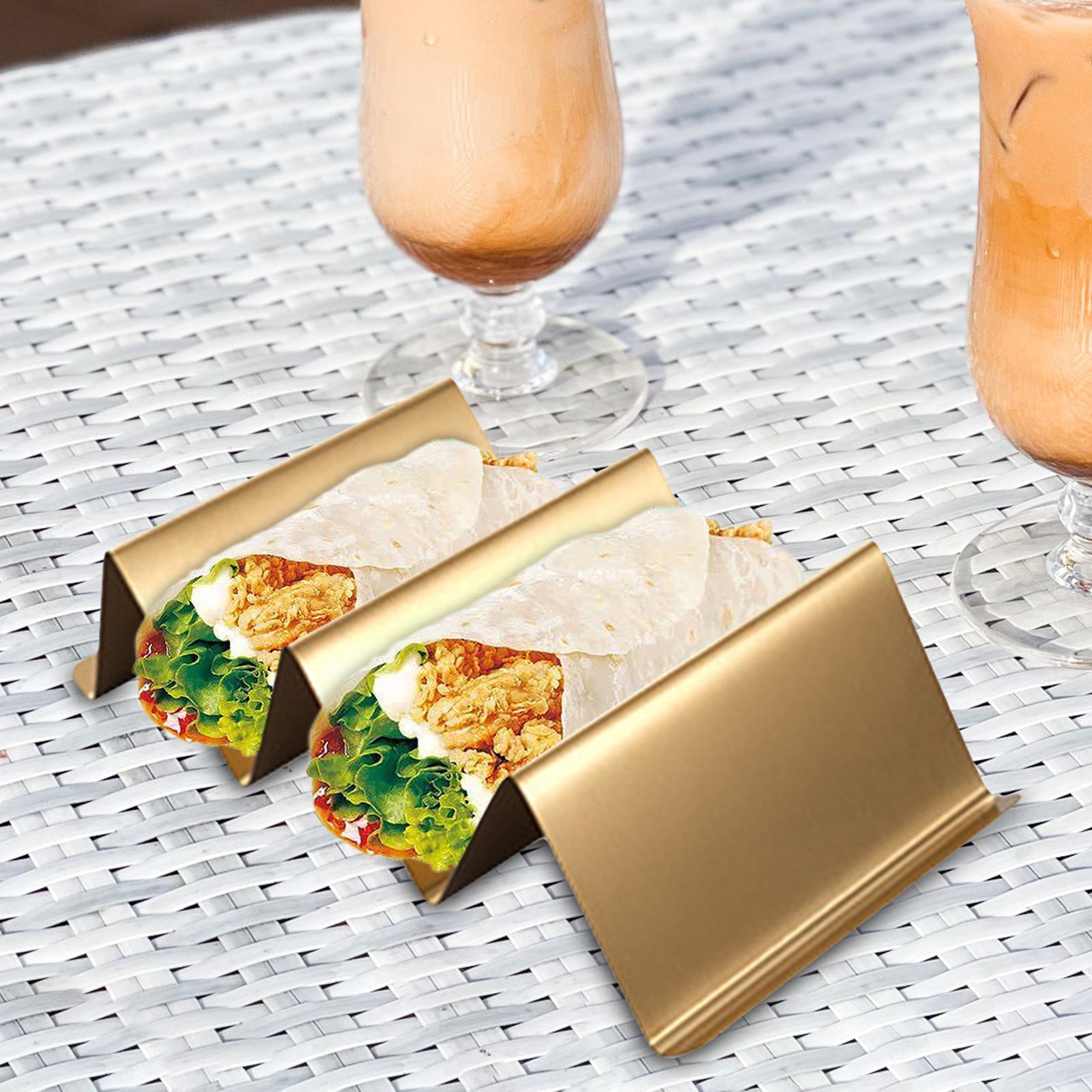 Taco Holder Stackable Stand Tortilla Burrito Tray Gold