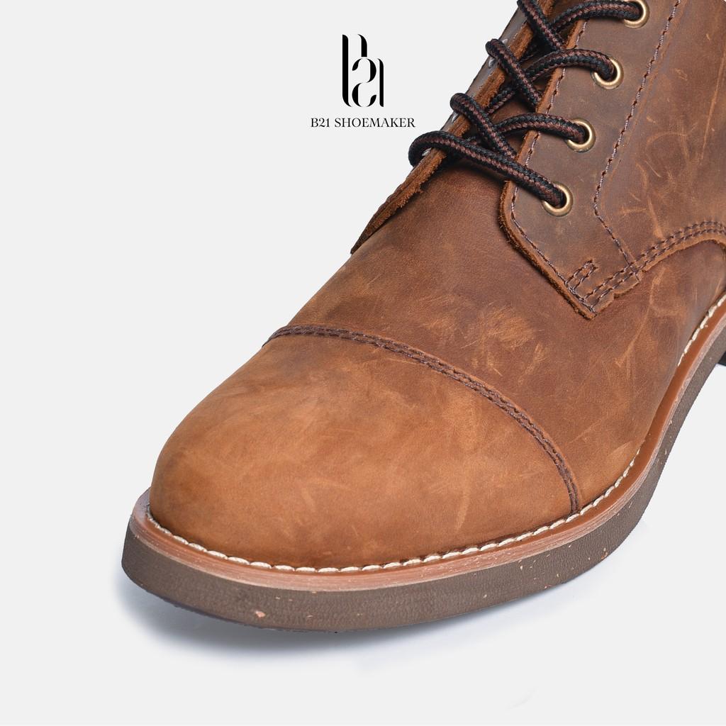 Giày Boot Nam Da Bò Cổ Lững CHUKKA Đế CORK NITRILE Tăng Chiều Cao Phong Cách Vintage Cổ Điển Full Box - B21 Shoemaker