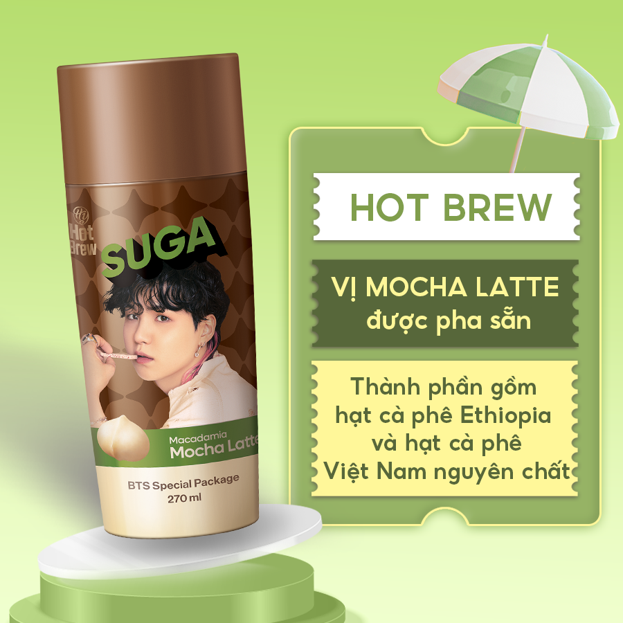 [Combo 7 chai] Cà phê Hot Brew vị Macadamia Mocha Latte Coffee phiên bản BTS - Cafe uống ngay có vị mocha, chocolate - Chai 270ml