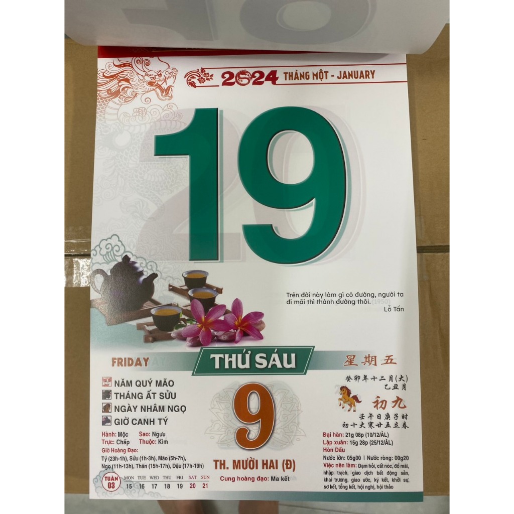 Bloc Lịch Siêu Đại 20 x 30 cm – Giáp Thìn 2024