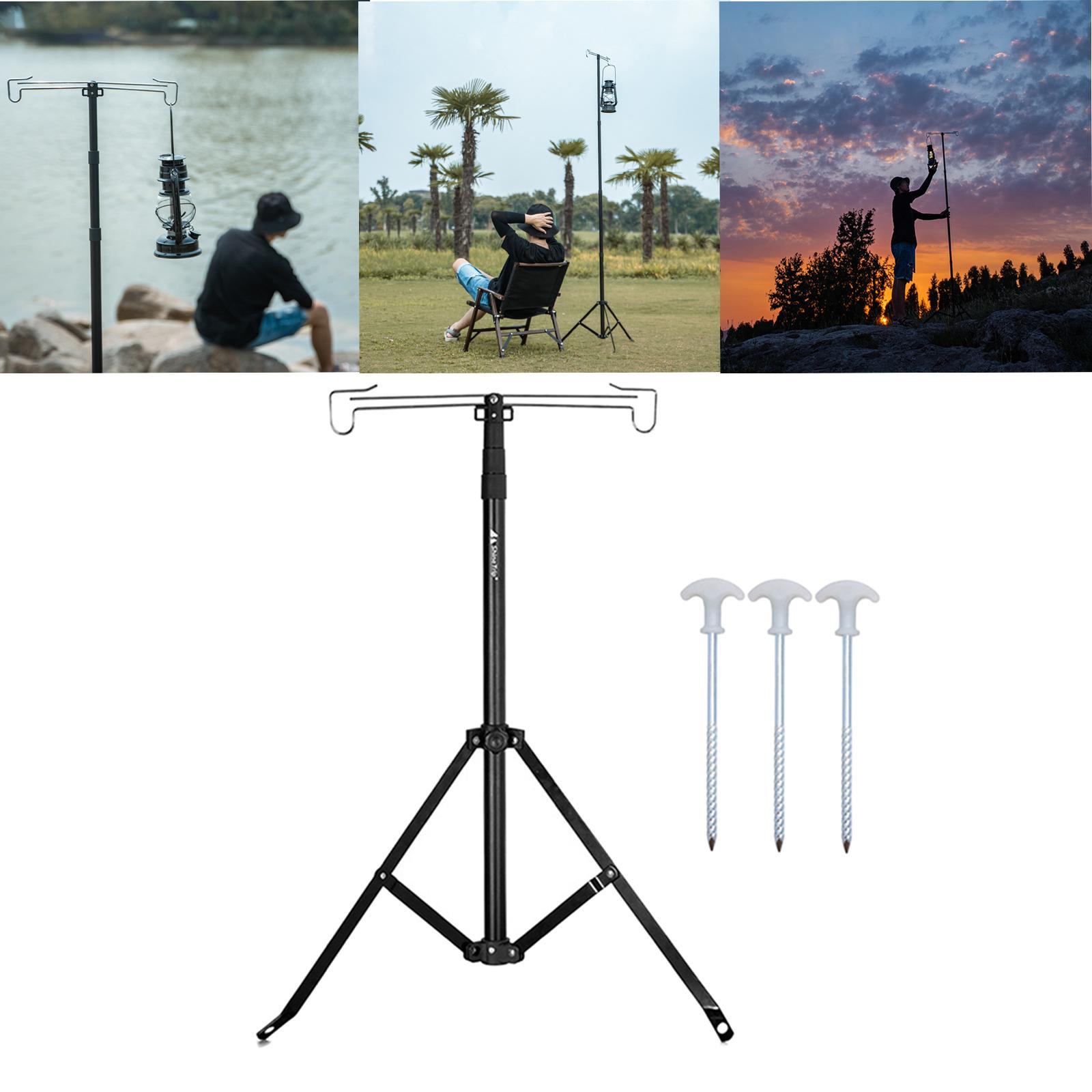Aluminum Alloy Camping Pole Hanger Picnic Black