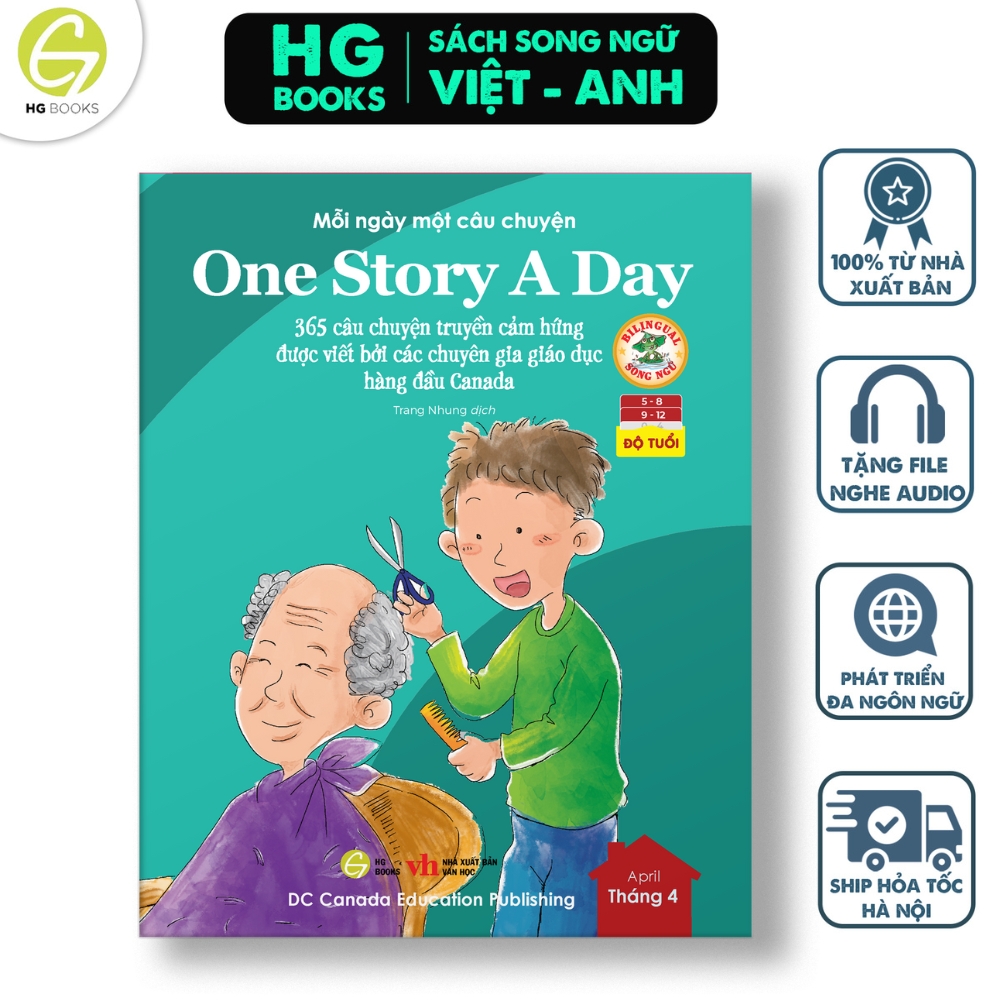 Sách - One Story A Day -  CUỐN 4 : 365 câu chuyện phát triển IQ, EQ cho bé - Bản song ngữ tặng kèm file nghe