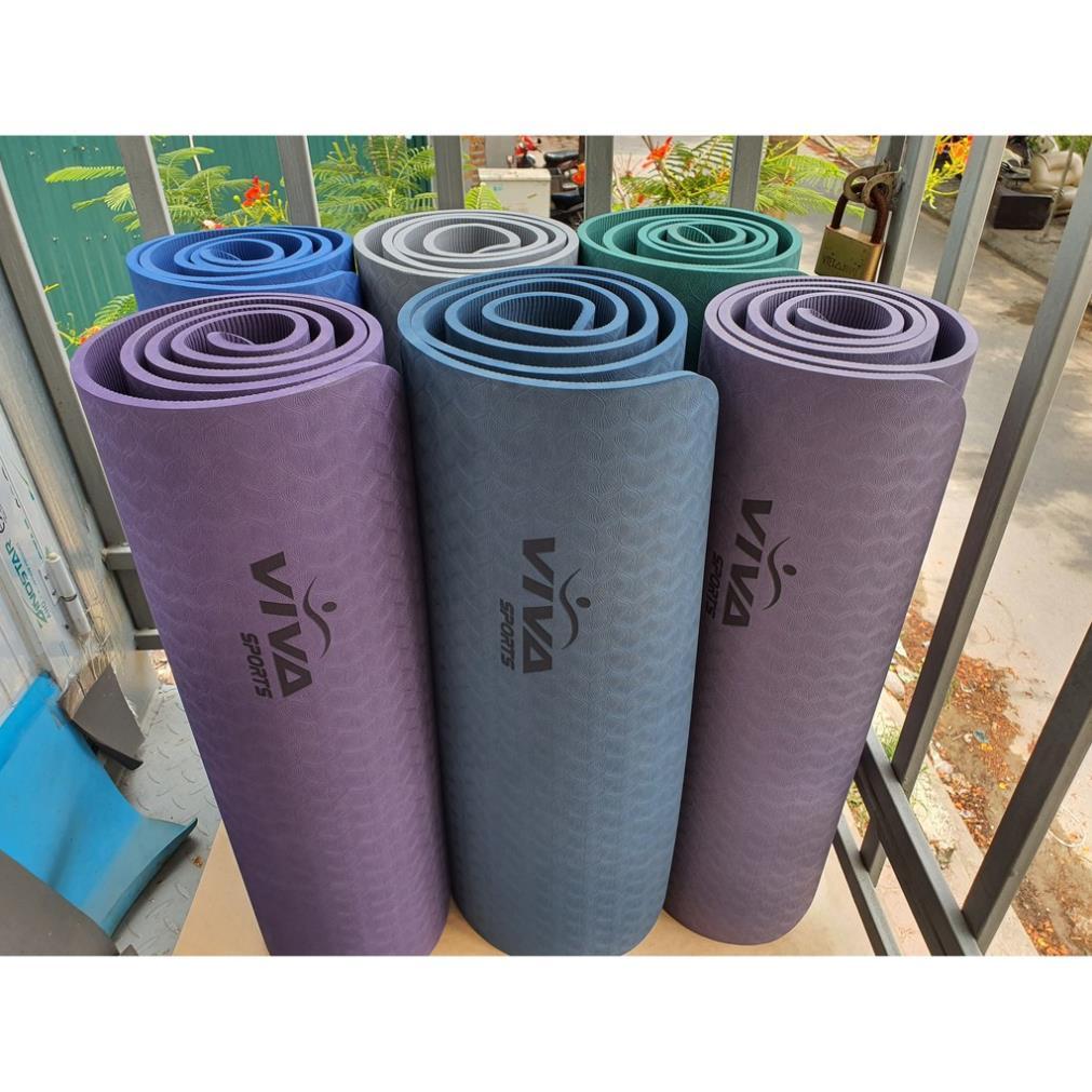 Thảm Nệm tập YOGA TPE 8mm 1 lớp ViVaSports tặng dây buộc thảm dày,bền đẹp