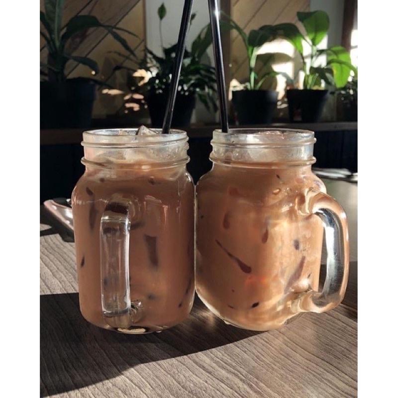 Combo 2 Cốc thuỷ tinh 450ml kèm nắp nhôm bạc