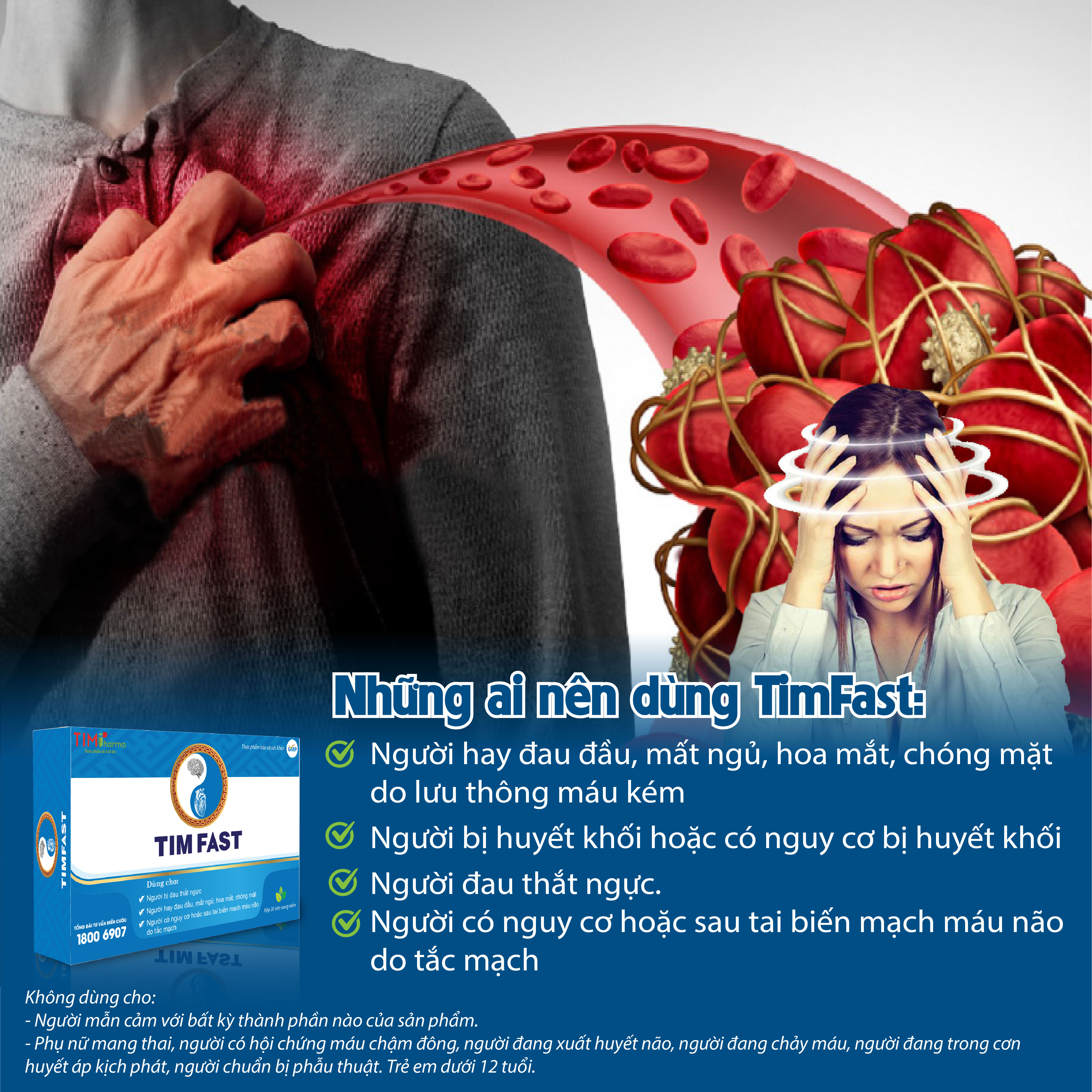TPBVSK TIMFAST – Hỗ trợ giảm nguy cơ tai biến do tắc mạch