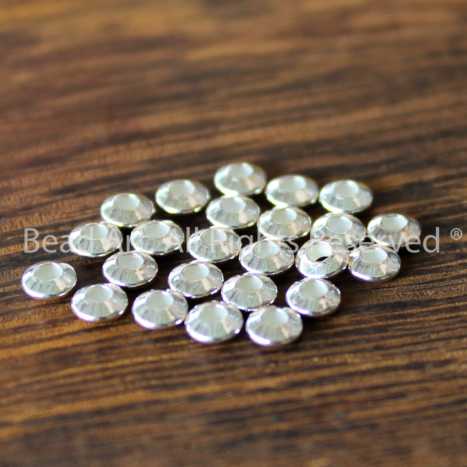 4MM Charm Cách Dẹp Trơn Bạc 925, Phụ Kiện Phối Vòng Tay, Chuỗi Hạt, Trang Sức Phong Thuỷ - Bead Art