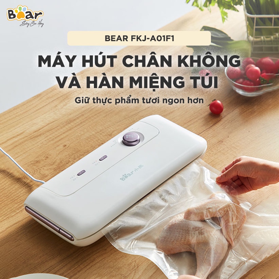 Máy Hút Chân Không Bear VS-B01V1 4 Tính Năng: Hàn Miệng Túi, Cắt Túi, Hút Chân Không Dạng Hộp - Hàng chính hãng