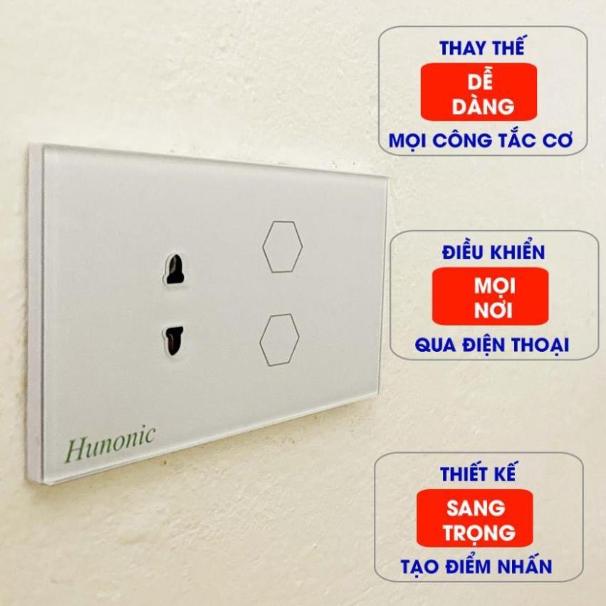 Công Tắc Thông Minh Kèm Ổ Cắm Hunonic Màu Trắng│Công Tắc Cảm Ứng Điều Khiển Từ Xa Qua Điện Thoại