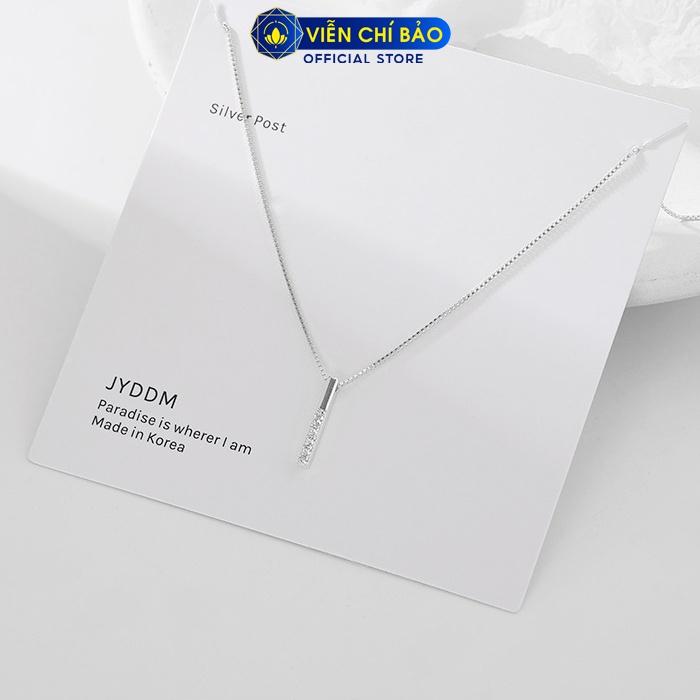 Dây chuyền bạc nữ Thanh dài Classic đính đá, vòng cổ nữ bạc 925 thời trang phụ kiện trang sức nữ Viễn Chí Bảo D400374x
