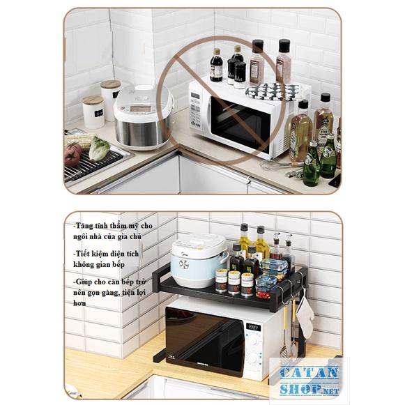 Kệ để Lò Vi Sóng 2 Tầng kèm móc treo đồ đa năng, Kệ đựng gia vị tiết kiệm không gian bếp, siêu tiện dụng-GD487-LOVISONG