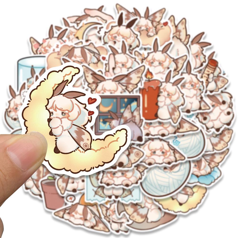 Sticker bướm đêm chibi hoạt hình cute trang trí mũ bảo hiểm, guitar, ukulele, điện thoại, sổ tay, laptop-mẫu S81