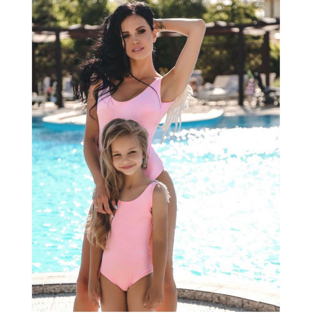 Đôi Cánh Thiên Thần Đồ Bơi Trẻ Em Và Người Lớn Đồ Bơi Họ Phù Hợp Với Đồ Bơi Mẹ Và Cô Gái Đầm Hở Lưng Bơi Nữ