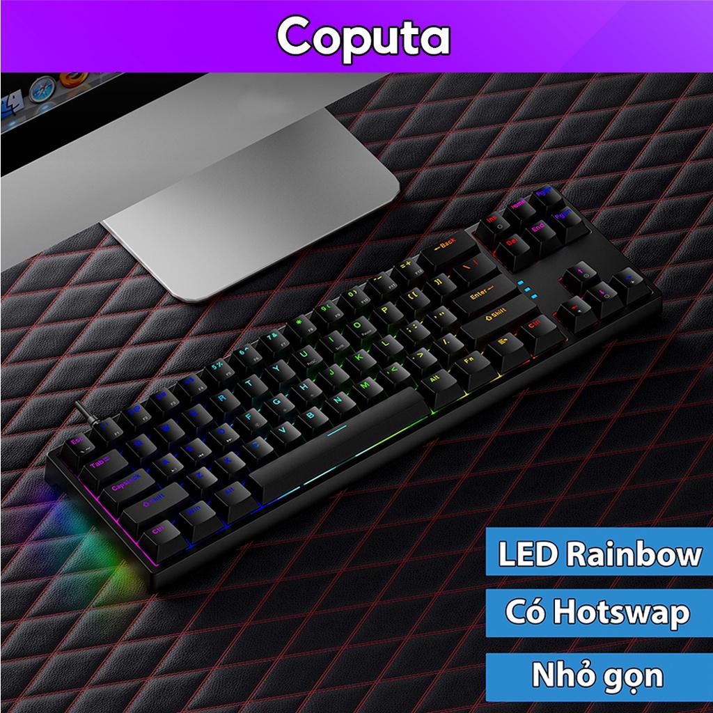 Bàn phím cơ Coputa bàn phím máy tính laptop mini LED Raibow 71 phím có dây K710