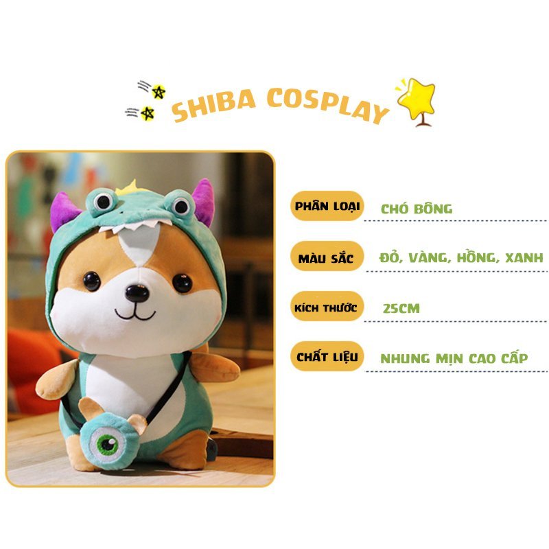 Gấu bông chó Shiba cosplay 25cm cao cấp - Đồ chơi thú nhồi bông chó Shiba cosplay bông gòn mềm mịn, bền đẹp, dễ sử dụng và an toàn cho trẻ nhỏ