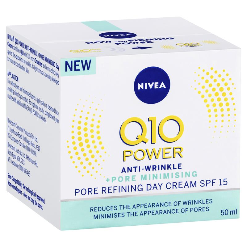 Kem dưỡng ngày chống lão hoá, se lỗ chân lông Nivea Q10 Power Anti Wrinkle Pore Minimising Day Cream SPF 15 50ml