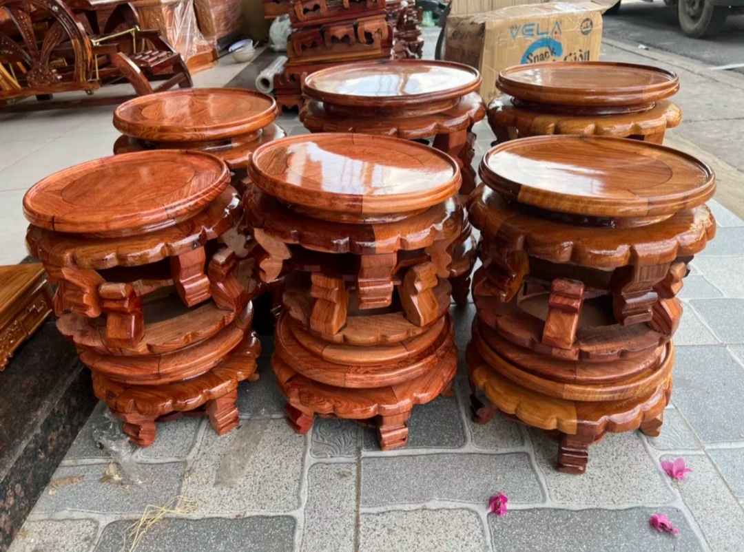Đôn tròn-kỷ váy gỗ hương mặt 20 ca0 16 cm