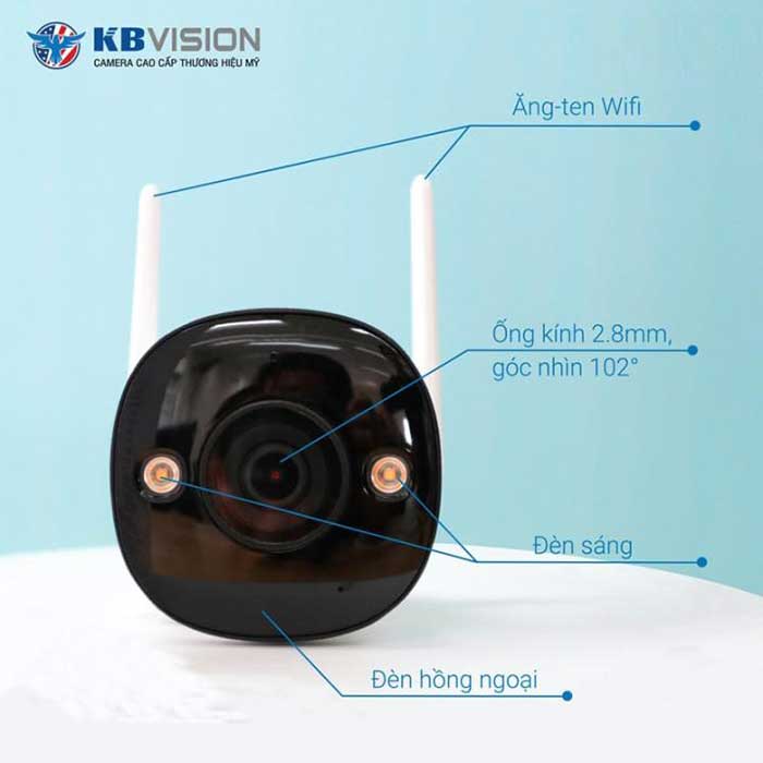 Camera IP WIFI NGOÀI TRỜI KBVISION KBONE B21FL  Full Color Đàm Thoại 2 Chiều, Ban Đêm Có Màu - Hàng Chính Hãng