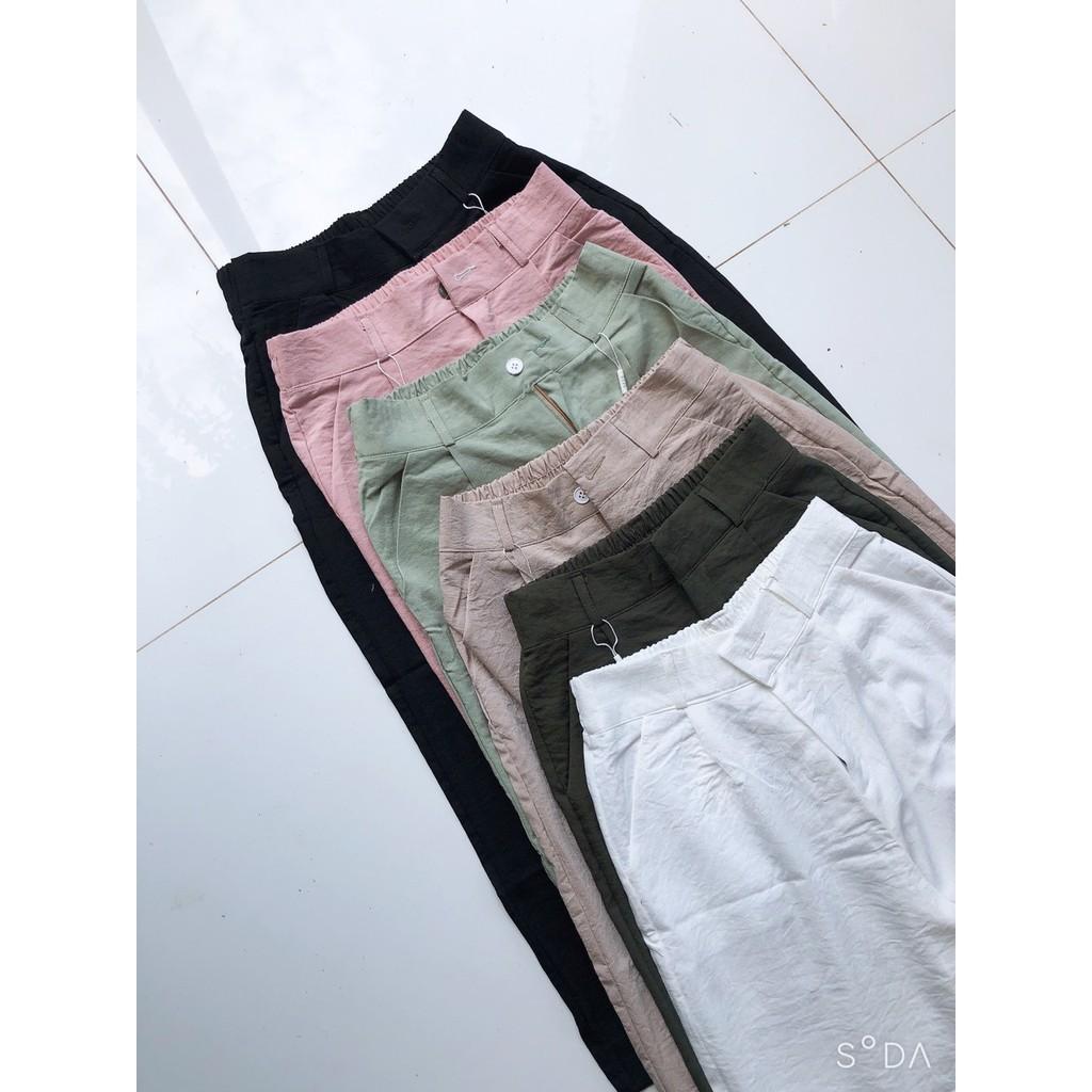 quần culottes cúc khóa dáng lỡ kiểu nhật chất đũi