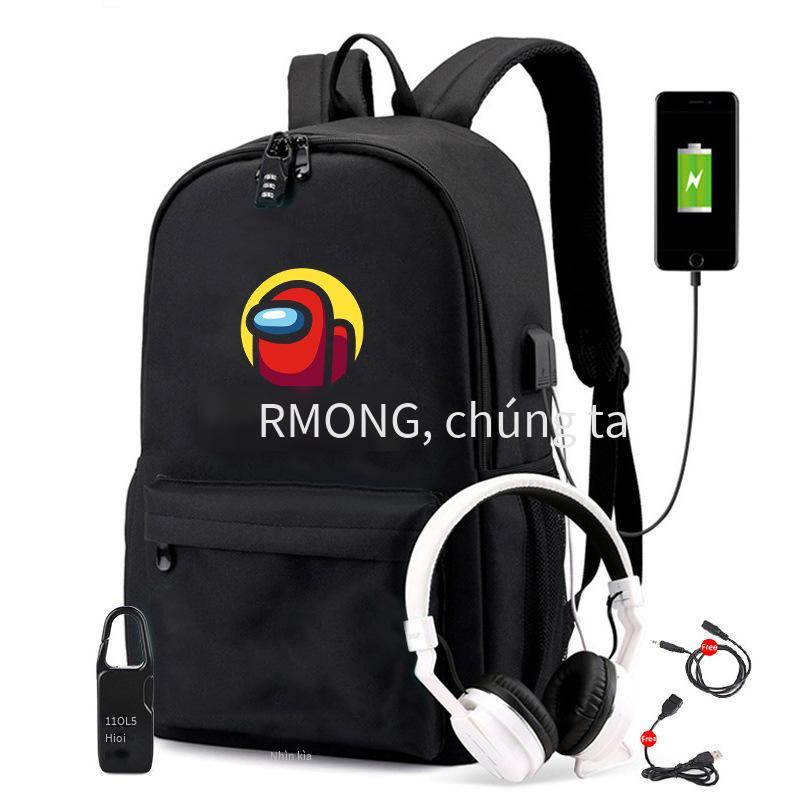 Phong cách mới nhất mới nhất trong số chúng ta Sạc USB học sinh tiểu học thời trang công suất lớn du lịch ngoài trời túi máy tính túi đi học ba lô
