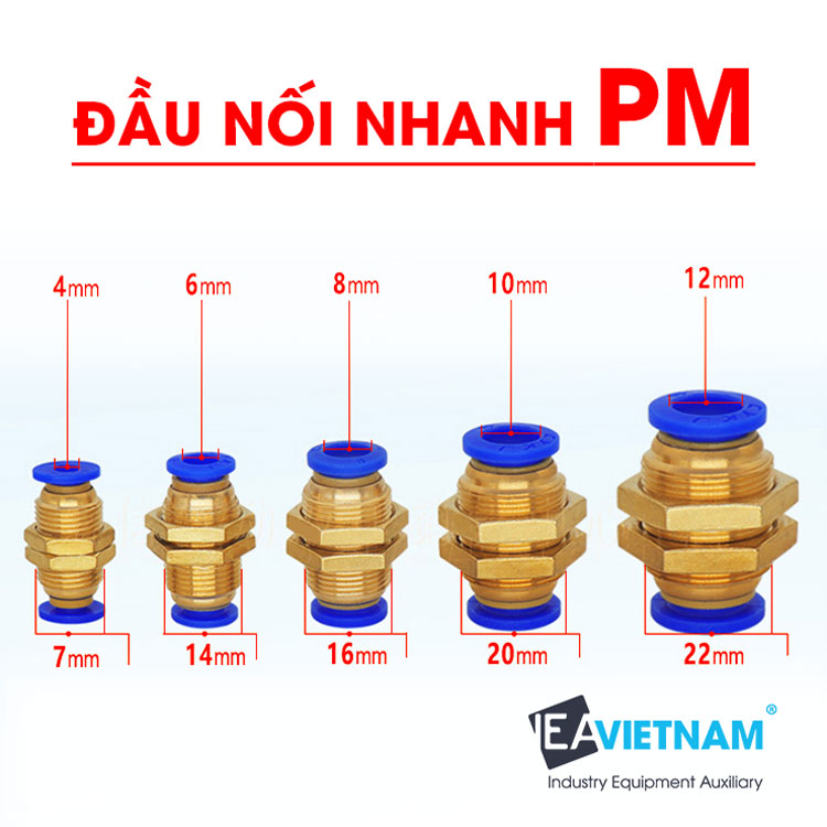 Đầu nối nhanh khí nén PM PM4 PM6 PM8 PM10 PM12