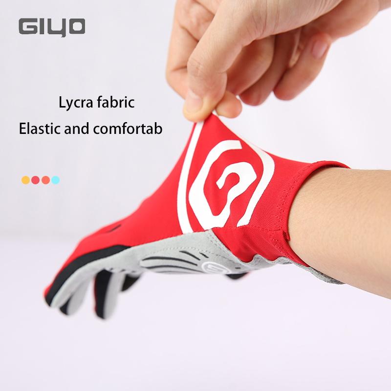 Giyo găng tay đạp xe toàn bộ ngón tay găng tay chống trượt dài mtb găng tay xe đạp lycra vải găng tay thiết bị đạp xe Color: Black Size: XL