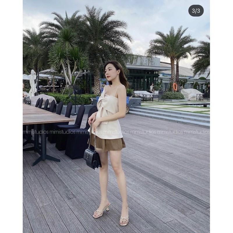 026 - SET ÁO 2 DÂY NƠ KÈM CHÂN VÁY NÂU