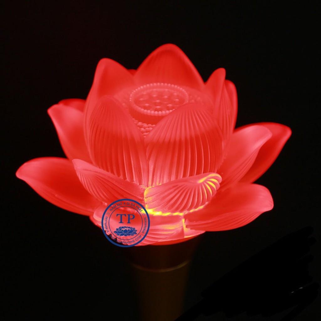 ĐÔI ĐÈN 1 BÔNG HOA SEN NỞ THỦY LƯU LY CỔ NGẮN CAO 31 CM TM121268