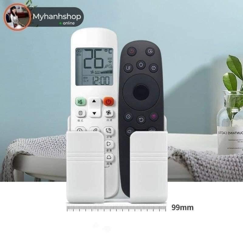 Kệ Dán Tường Để Remote, Đồ Dùng/ Giá Đỡ Sạc Điện Thoại - Có Móc Treo Giữ Dây Điện