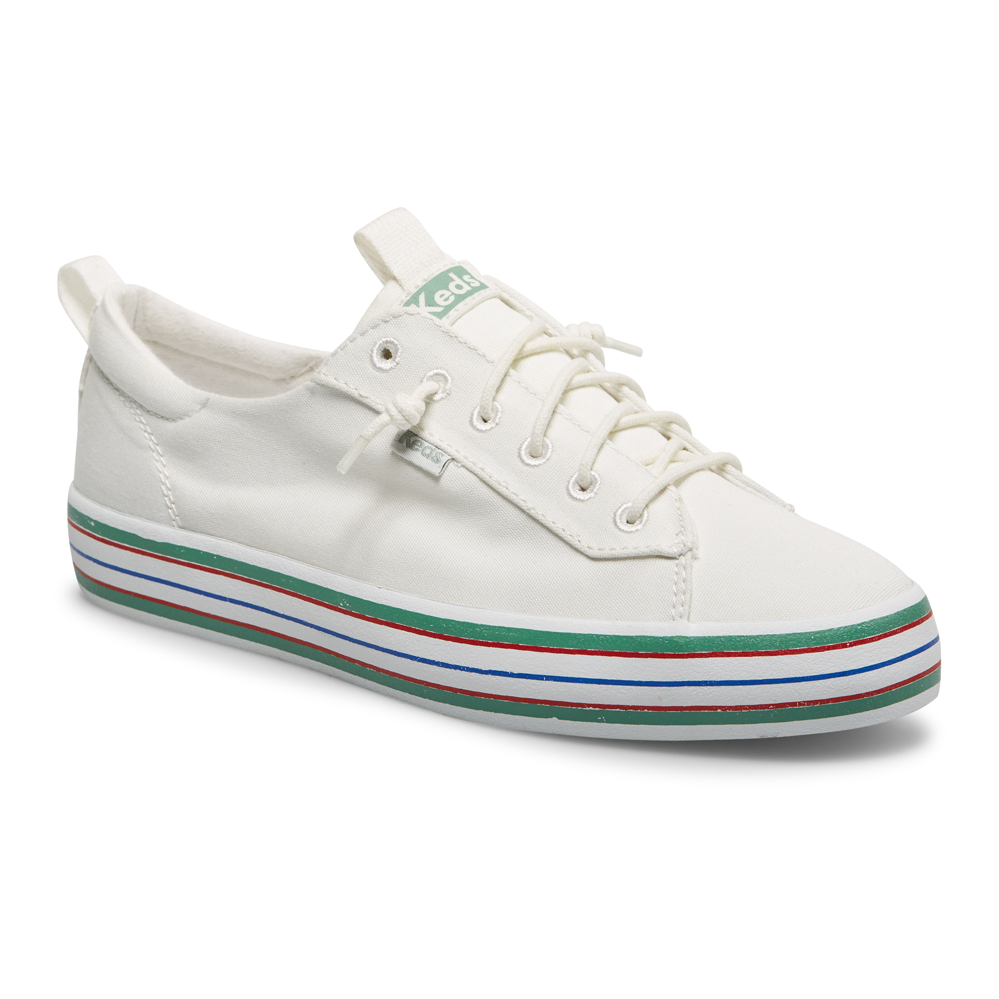 Giày Keds Nữ- Kickback Canvas Striple Foxing White- KD066324