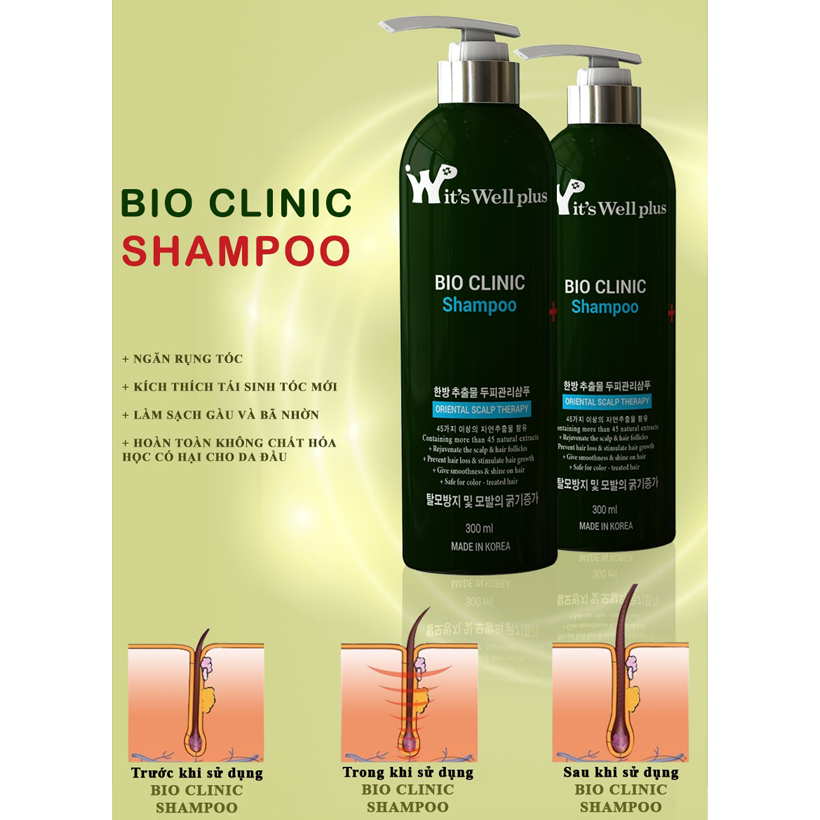 Dầu Gội Ngăn Rụng Tóc Và Hỗ Trợ Mọc Tóc It'S Well Plus Bio Clinic Shampoo 300ml