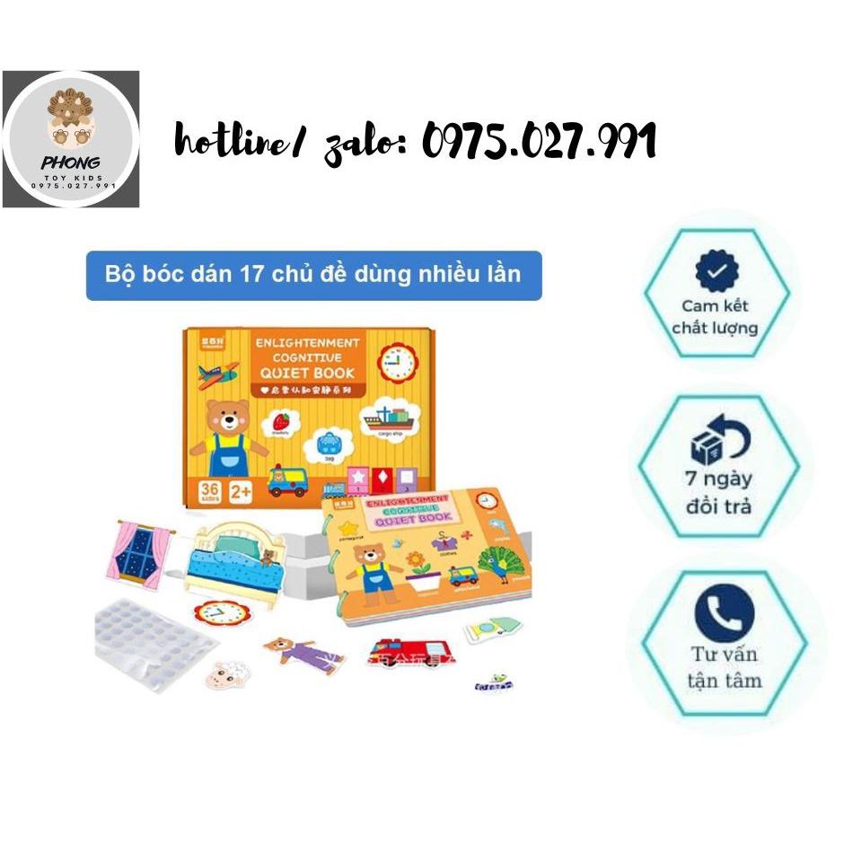 Học liệu bóc dán montessori 17 chủ đề giáo dục sớm thông minh cho bé, quiet book, busy board, Tái Sử Dụng nhiều lần