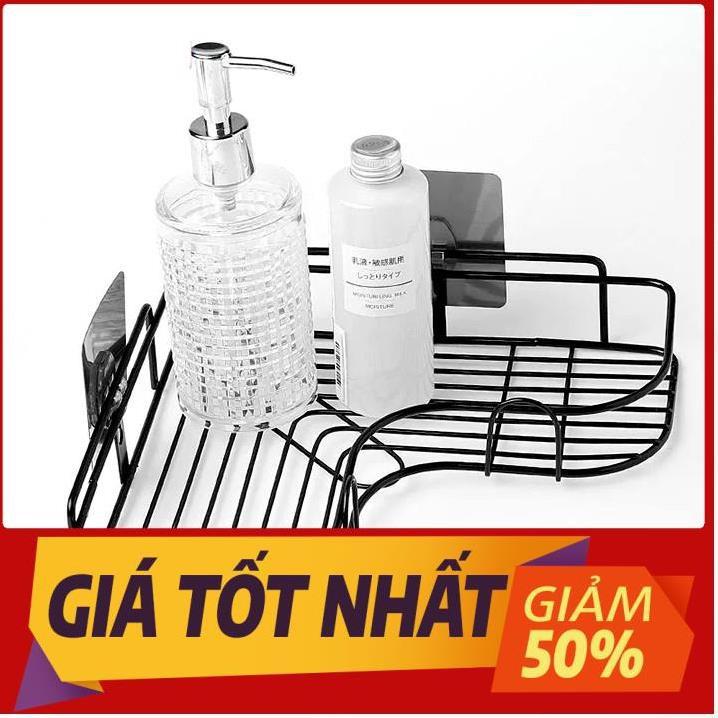 Kệ góc nhà tắm để phòng bếp gắn tường đựng đồ đa năng thông minh dán không cần khoan - tam giác sắt