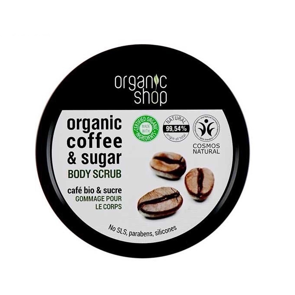 Scrub Organic Coffee &amp; Sugar Body 0RGANIC SHOP Tẩy tế bào chết giảm mụn lưng, mụn toàn thân 250ml