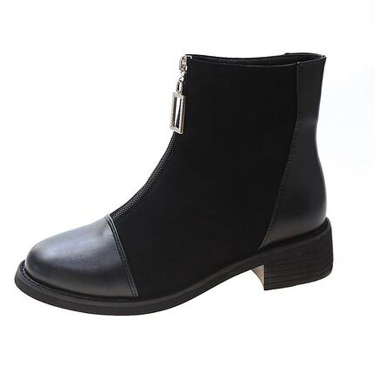 Boot nữ cổ ngắn đế thấp 4cm KHÓA KÉO hiện đại GBN105