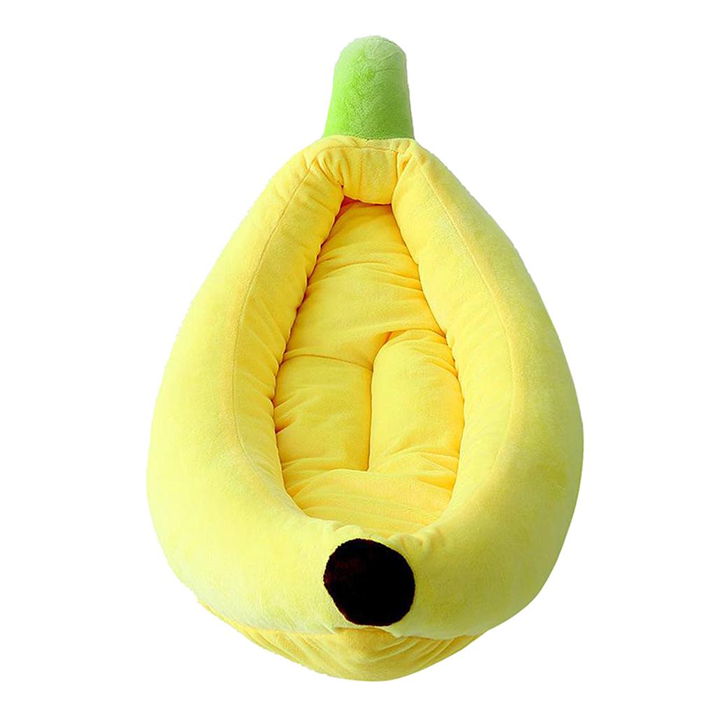 Lovely Cat and Dog Cushion Bed, Plush Pet Banana Boat Nesting House Sofa Couch Pet Sleeping Bed