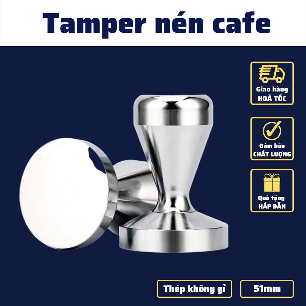 Tay Nén Tamper 51mm dụng cụ nén cà phê pha Espresso cafe Arabica Inox cao cấp tay nén café đường kính 49-51-53-58m