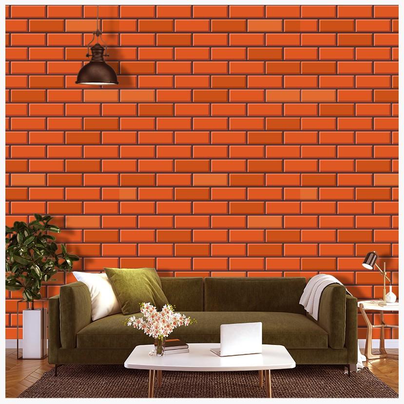 Giấy Dán Tường Giả Gạch Màu Ngói Mã | Decal Dán Tường Trang Chí Chất Liệu Decal Dán Dễ Chùi Rửa Chống Nấm Mốc Bámẩn